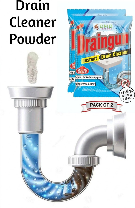 Suvaniq Drain Cleaner Powder 50g Pack of 2 Sink Pipe Block Remover Fast Action Powder Drain Opener(100 g, Pack of 2)