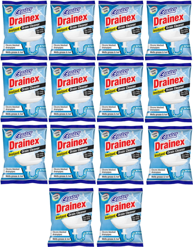 caster drainex instant Powder Drain Opener (pack of 14) Powder Drain Opener(700 ml, Pack of 14)