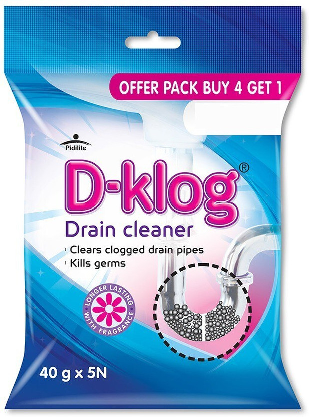 Pidilite D-Klog Powder Drain Opener(225 g, Pack of 4)