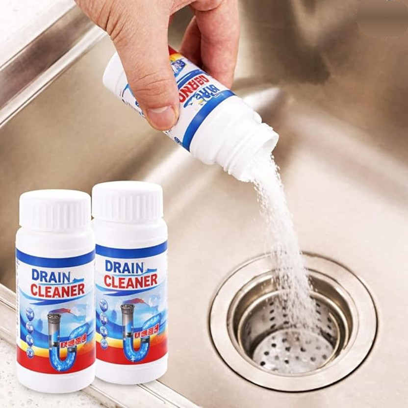 TADASHRIT Drainage Block Remover - Sink Cleaner - Hair Remove from Pipe for Bathroom (2p) Powder Drain Opener(110 g, Pack of 2)