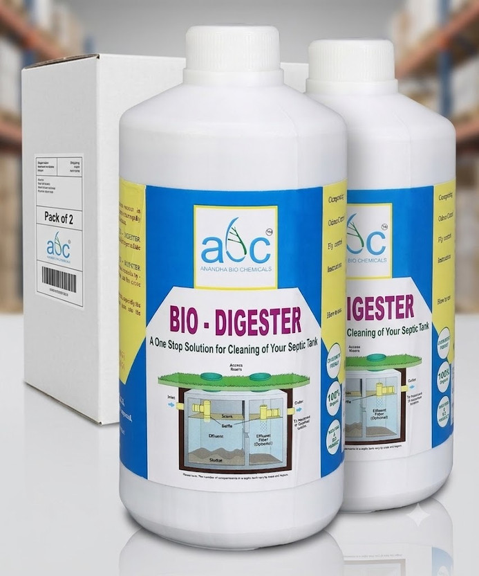 anandha bio chemicals Advanced Bio-Digester Liquid Septic Tank Cleaner with Active Microbial Waste Liquid Drain Opener(2000 ml, Pack of 2)