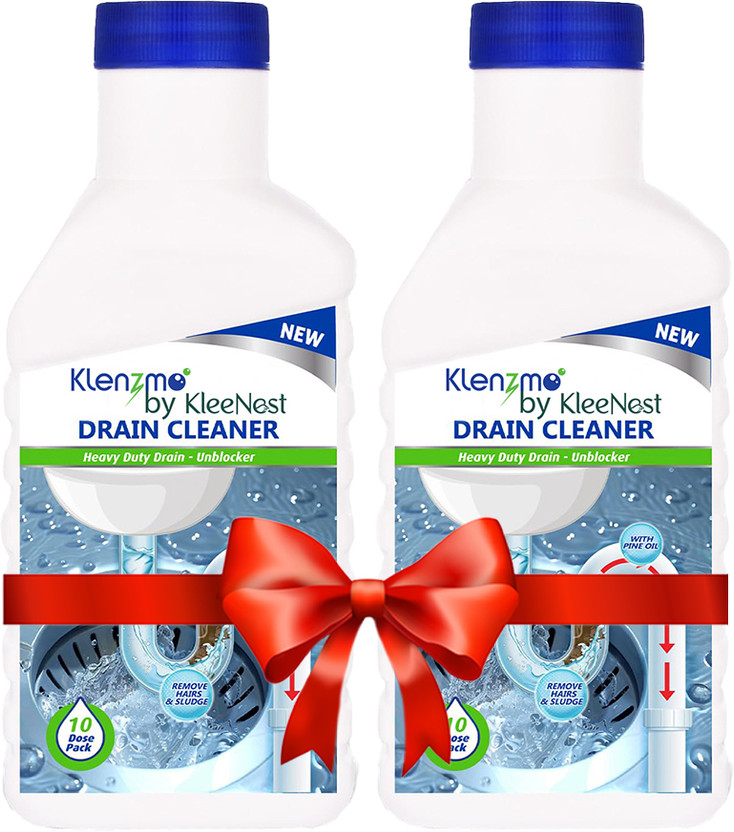Kleenest Klenzmo Drain Cleaner | 10-Dose Gel for Unblocking Kitchen & Bathroom Pack of 2 Liquid Drain Opener(800 ml, Pack of 2)