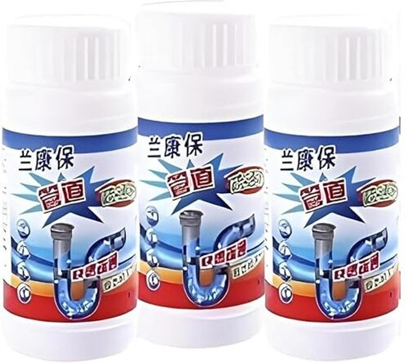 queenlingerie Pipe Block Remover Drain Cleaner Powder, Powerful Sink and Drain Cleaner Powder Drain Opener(300 g, Pack of 3)