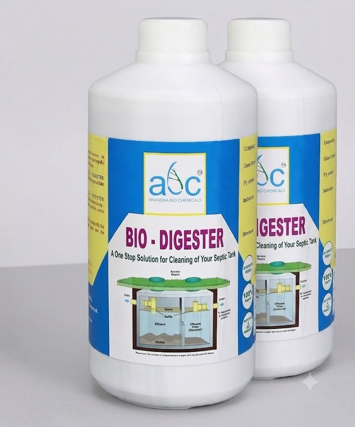 anandha bio chemicals Advanced Bio-Digester Liquid with Active Microbial Culture for Efficient Liquid Drain Opener(2000 ml, Pack of 2)