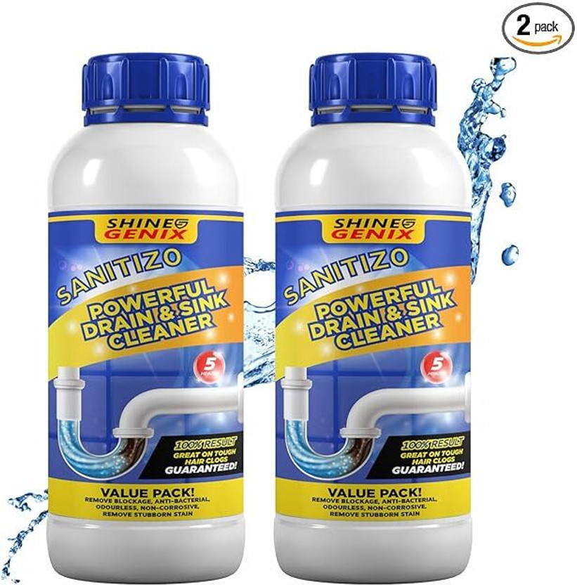 Shine Genix Sanitizo Drain Cleaner Powder & Sink Cleaner Toilet Cleaner Powder Drain Opener(250 g, Pack of 2)
