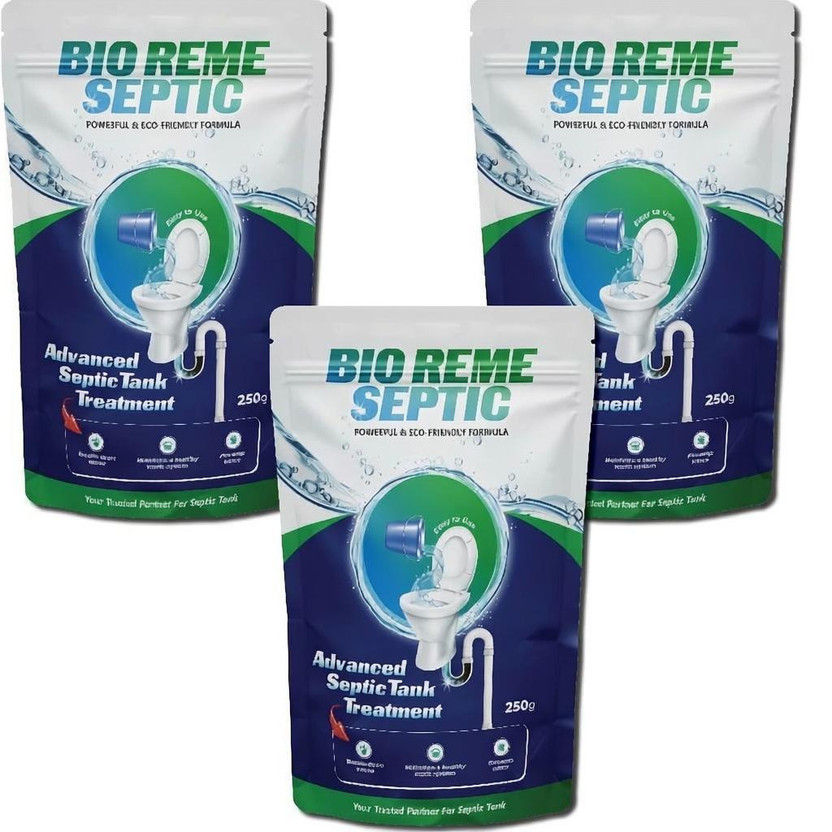 Bio Bio Reme Septic Tank Cleaner Reduces Sludge Removes Odour Prevents Overflow Eco-Friendly Powder Drain Opener(750 g, Pack of 3) - Flipkart Deal