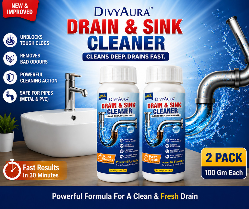 Divy Aura SANITIZO Powerful Drain & Sink Cleaner Liquid Blockage Remover Powder Drain Opener(200 g, Pack of 2)