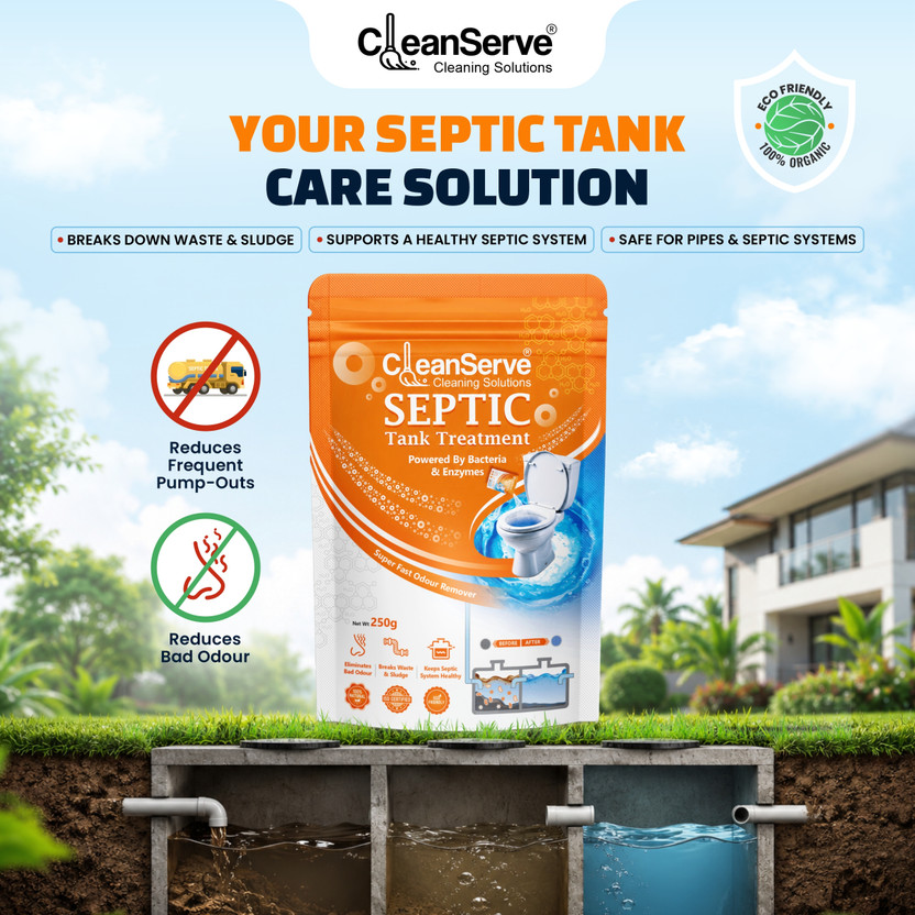 CleanServe Septic Tank Cleaning Powder with Bacteria & Enzymes | Reduces Sludge Build-Up Powder Toilet Cleaner(250 g)