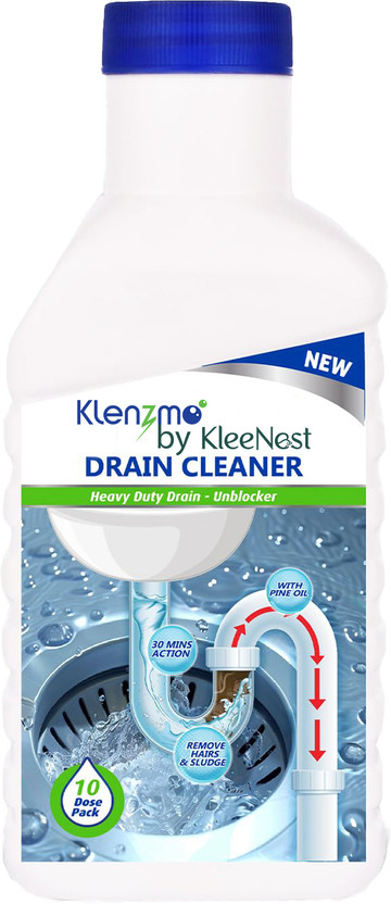 Kleenest Klenzmo Drain Cleaner | 10-Dose Gel for Unblocking Kitchen & Bathroom Drains Liquid Drain Opener(400 ml)