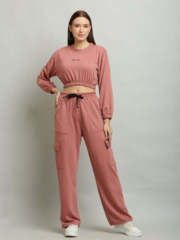 CLOTHINK India Women Two Piece Dress Pink Ankle Length Dress