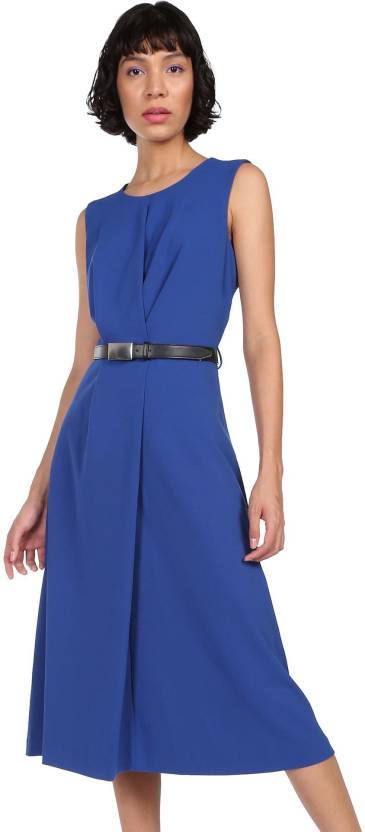 Calvin Klein Women A-line Blue Dress - Buy Calvin Klein Women A-line Blue  Dress Online at Best Prices in India 