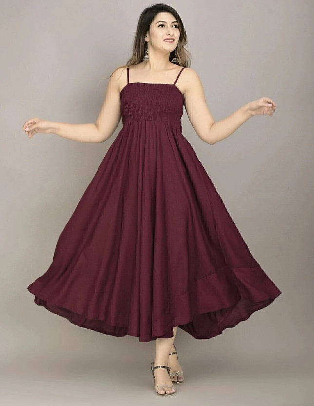 GTRT Women Fit and Flare Purple Maxi/Full Length Dress