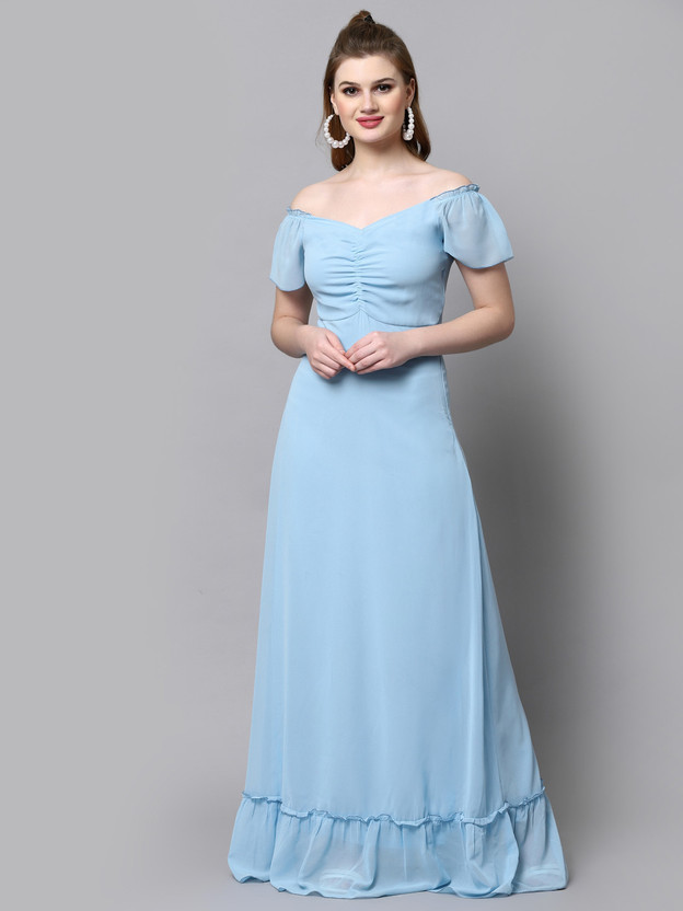 AAYU Women Maxi Blue Full Length Dress