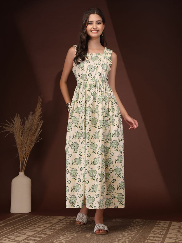 Daevish Women Fit and Flare Multicolor Midi/Calf Length Dress