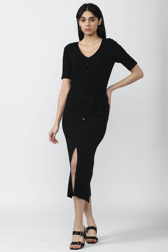 VAN HEUSEN Women Bodycon Black Dress Buy VAN HEUSEN Women Bodycon