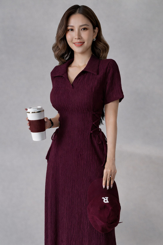 Deklook Women Fit and Flare Maroon Maxi/Full Length Dress