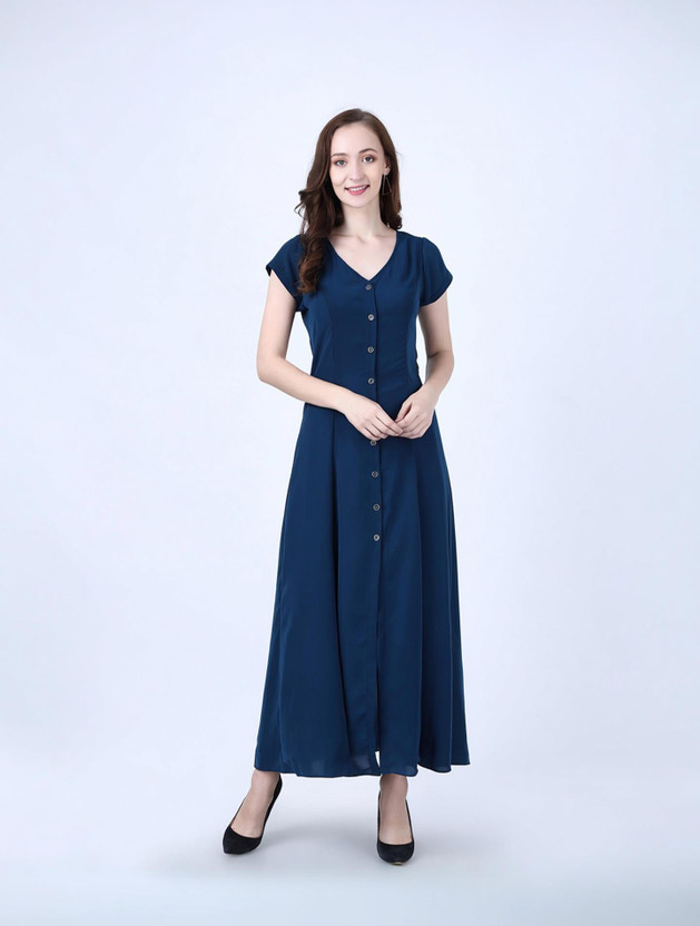 My My Swag Women Maxi Blue Full Length Dress - Flipkart Deal