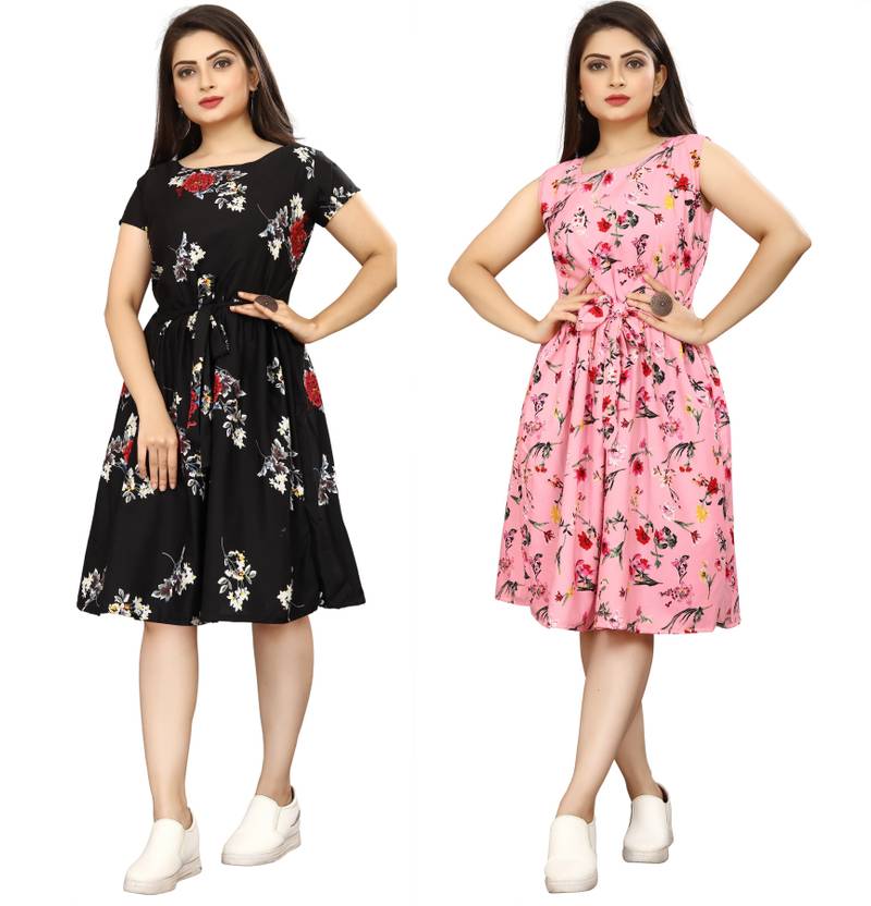 Nilkanth Fashion Women Aline Black, Pink Dress Buy Nilkanth Fashion
