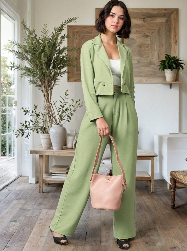 KOTTY Women Two Piece Dress Light Green Above Knee/Mid Thigh Length Dress