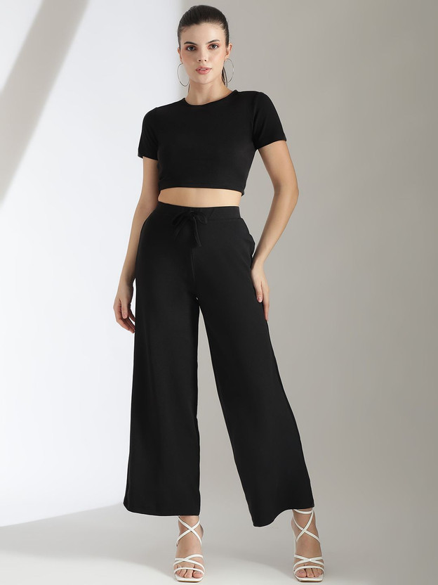 KOTTY Women Two Piece Dress Black Ankle Length Dress