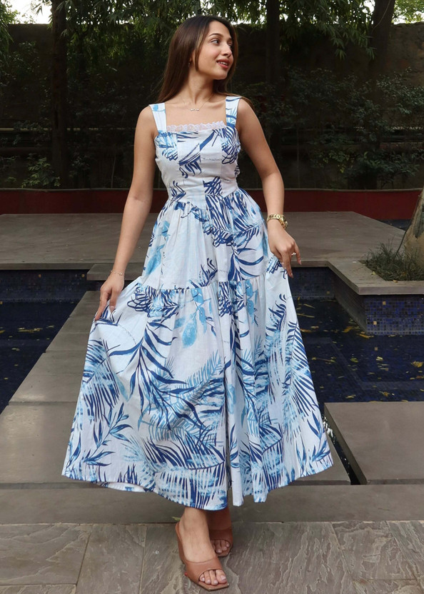METRONAUT Women Maxi Blue Full Length Dress