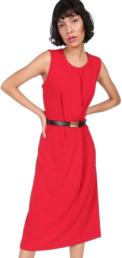 Calvin Klein Women A-line Red Dress - Buy Calvin Klein Women A-line Red  Dress Online at Best Prices in India 
