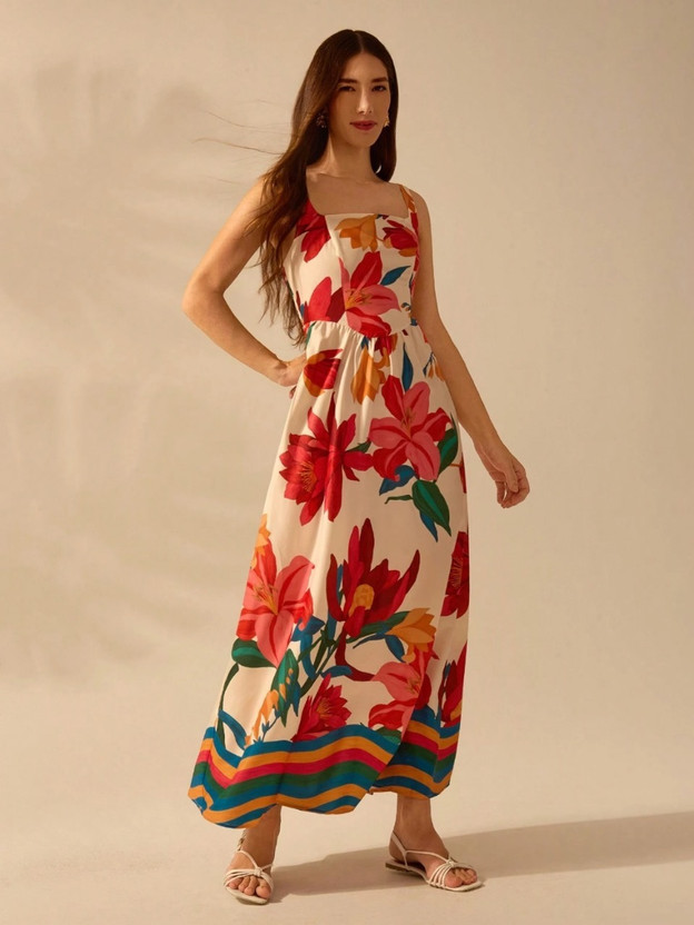 Leriya Leriya Fashion Women Maxi Red Full Length Dress - Flipkart Deal