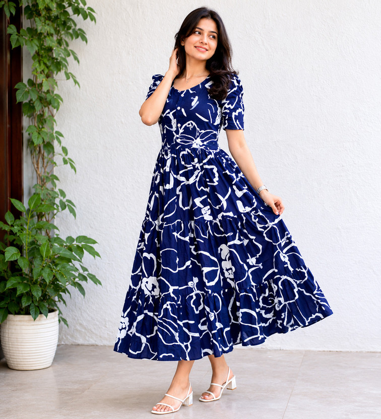 myntra a line dress Ladies Dresses Dresses Price History Of Pragudo Women Floral Printed A-line Midi From Myntra 111_16145818 Color-Group:Dark_Neutrals A Line Dress Sewing Color:Army Green & Black