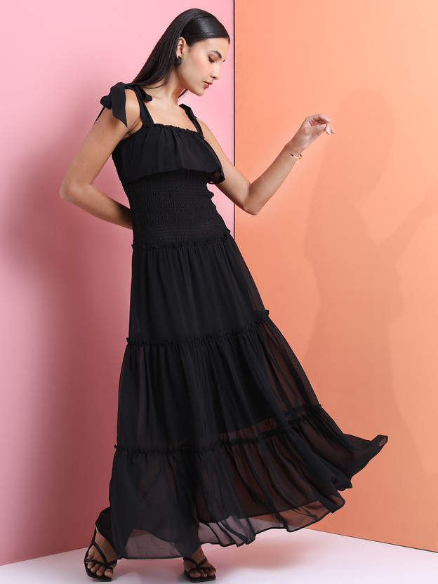 tokyo talkies women maxi black dress