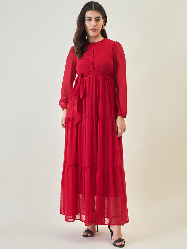 AAYU AAYU Women Maxi Red Full Length Dress - Flipkart Deal