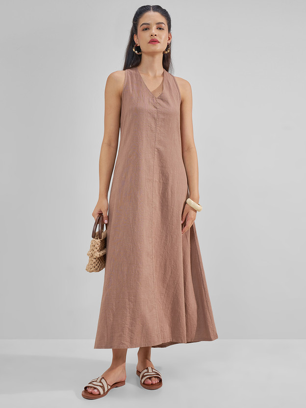 Tokyo Tokyo Talkies Women A-line Brown Maxi/Full Length Dress - Flipkart Deal