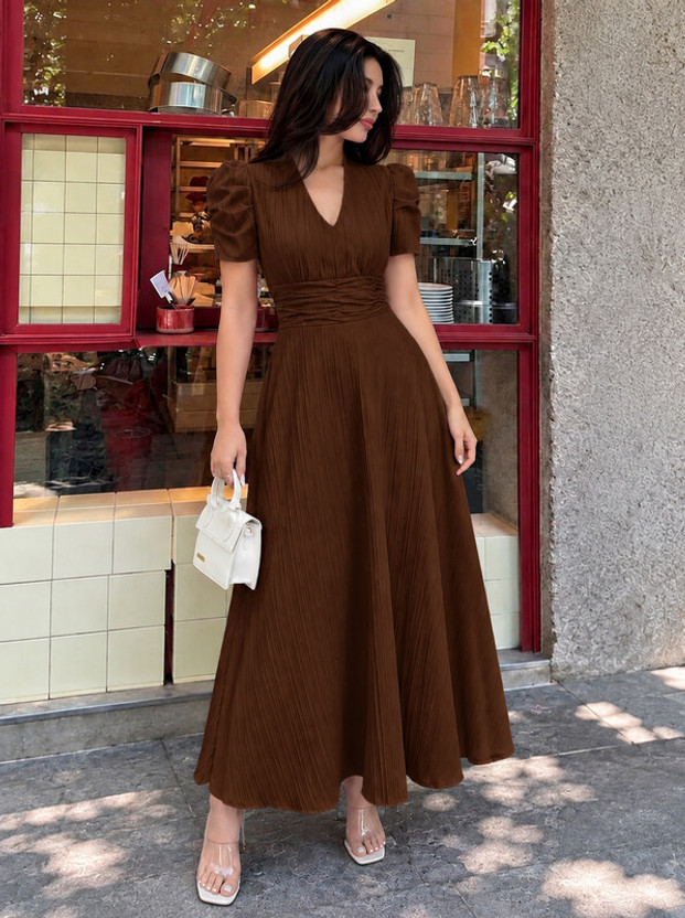 METRONAUT METRONAUT Women A-line Brown Ankle Length Dress - Flipkart Deal