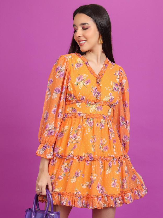 Tokyo Talkies Women Ruffled Multicolor Above Knee/Mid Thigh Length Dress