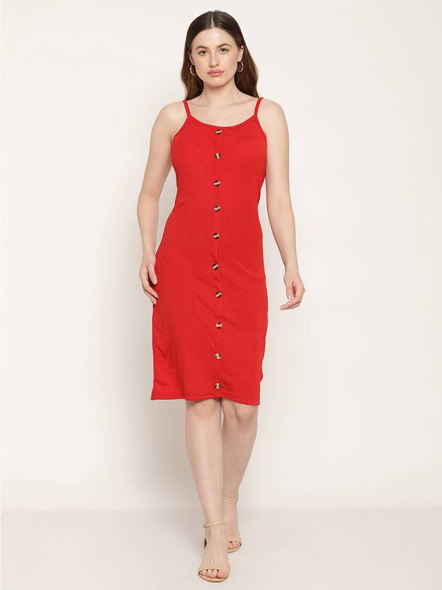 MIAZ LIFESTYLE Women A line Red Dress Buy MIAZ LIFESTYLE Women A line