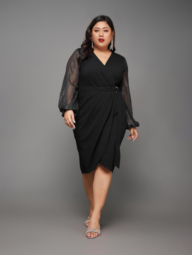 Miss Miss Chase Women Wrap Black Knee Length Dress - Flipkart Deal