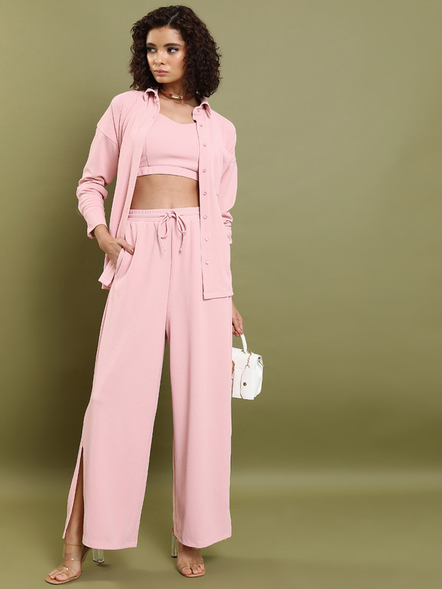 Tokyo Talkies Women Two Piece Dress Pink Maxi/Full Length Dress