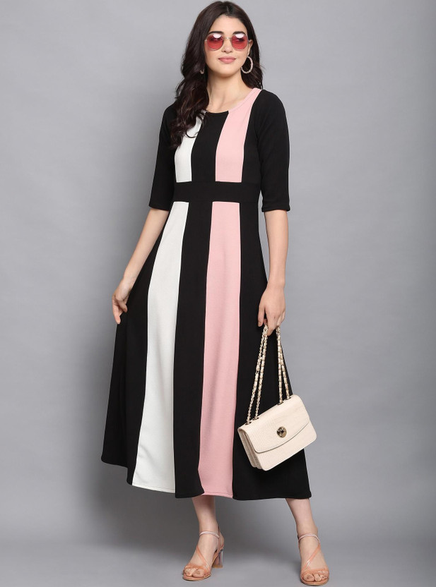 PURVAJA PURVAJA Women Fit and Flare Multicolor Maxi/Full Length Dress - Flipkart Deal