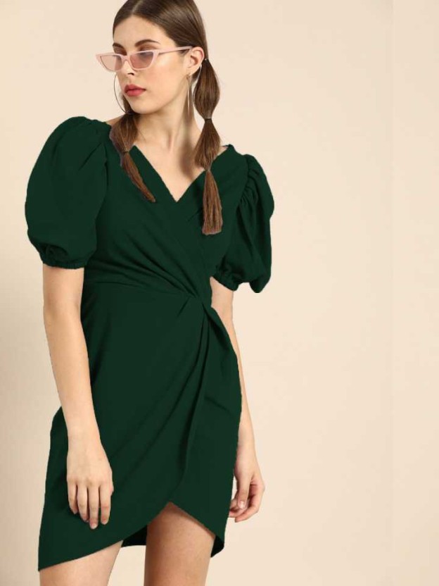 green bodycon wrap dress