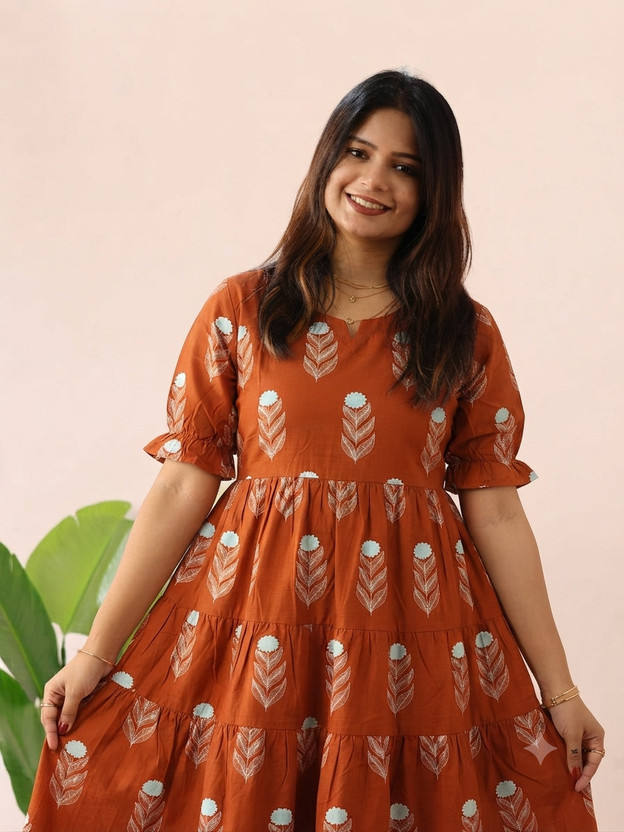 GIRYA GIRYA Women Tiered Multicolor Maxi/Full Length Dress - Flipkart Deal