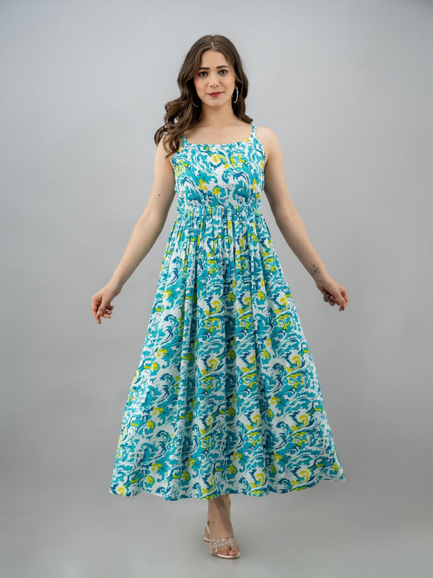 Bhawanaprint Bhawanaprint Women Skater Multicolor Ankle Length Dress - Flipkart Deal