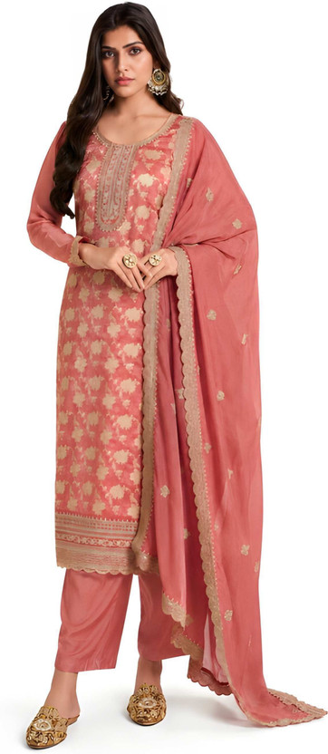 SOHAM SOHAM Women Fit and Flare Pink Maxi/Full Length Dress - Flipkart Deal