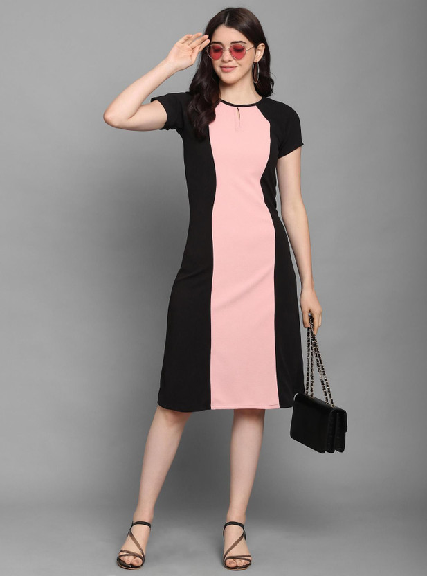 PURVAJA Women A-line Multicolor Below Knee Dress