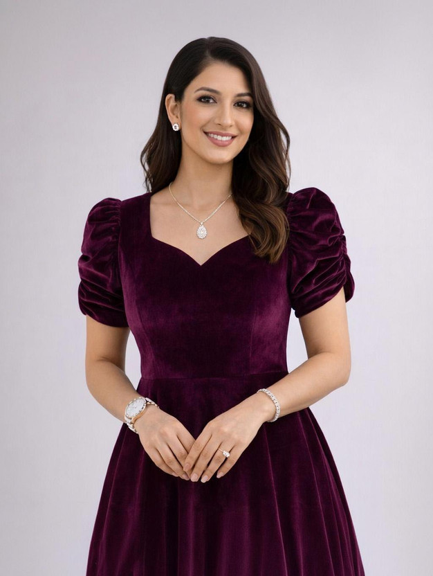 Freyal Enterprise Women Fit and Flare Purple Ankle Length Dress