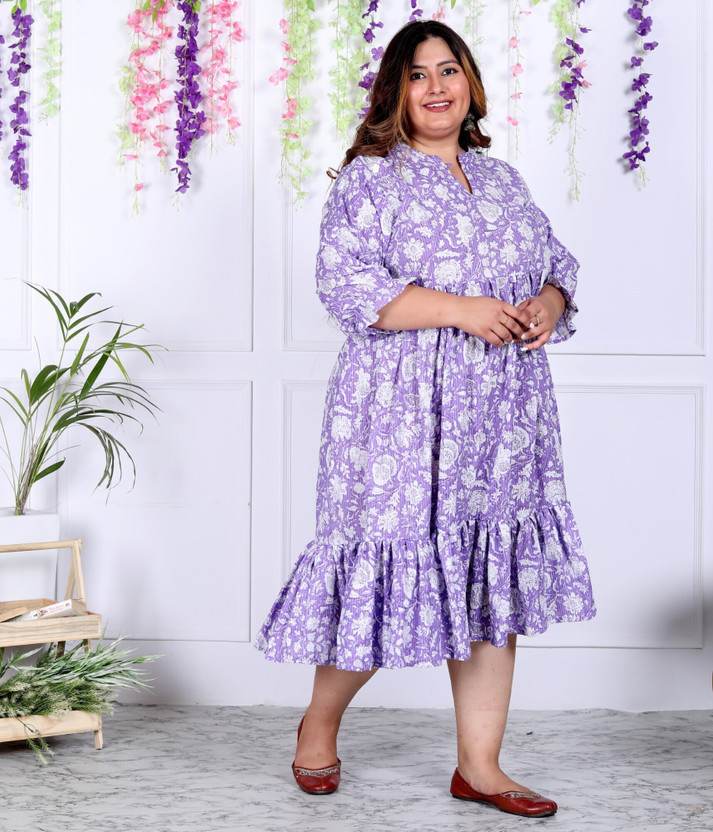 Swasti Women Fit and Flare Purple Above Knee/Mid Thigh Length Dress