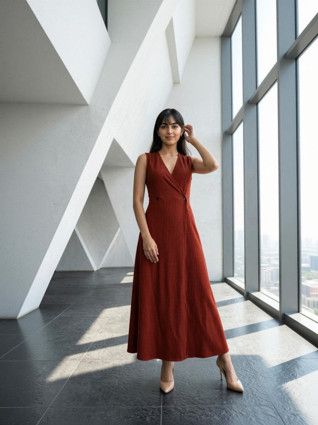 Selvia Selvia Women A-line Orange Maxi/Full Length Dress - Flipkart Deal