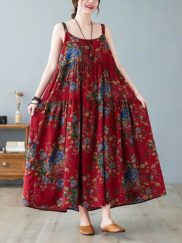 METRONAUT METRONAUT Women Fit and Flare Maroon Maxi/Full Length Dress - Flipkart Deal