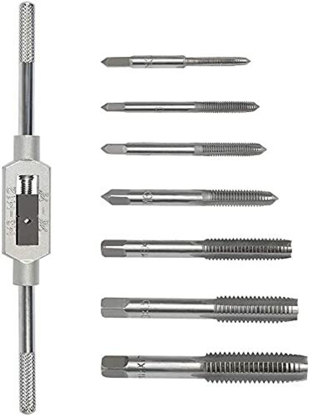 ATOZTOOLS 8pcs Thread Metric Machine Wrench Hand Screw Thread Plug Taps Set for plastics and soft metals, such as aluminum, iron.
