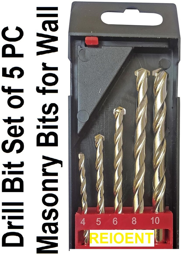 REIOENT HEAVY QUALITY 5Pc Masonry Wall Drill Bit Set for Tile, Brick, Cement, Concrete, Plastic & Wood
