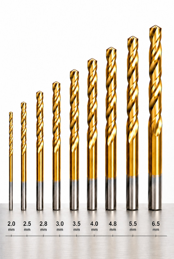 ELANITH Titanium Coated HSS Drill Bit Set for Metal | 9 Pieces (2.0-6.5mm) | Stainless Steel, Aluminium Drilling | 135° Split Point, Twist Drill Bit