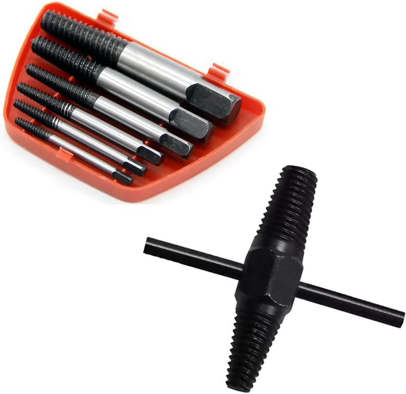 Inditrust Broken Pipe Extractor Set 1/2" & 3/4" Double Head Tap Remover Tool Kit 6pcs Damaged Screw Extractors for Broken Bolts